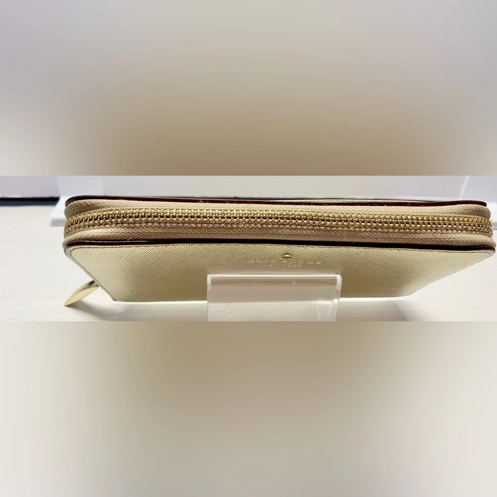 Kate Spade New York Metallic Gold Zip Around Continental Wallet